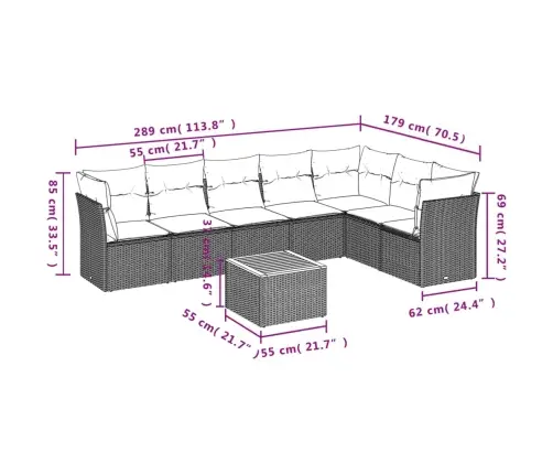 8-Daļīgs Dārza Dīvāna Komplekts, Matrači, Melna Pe Rotangpalma Vidaxl