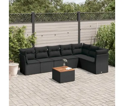 8-Daļīgs Dārza Dīvāna Komplekts, Matrači, Melna Pe Rotangpalma Vidaxl