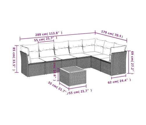 8-Daļīgs Dārza Dīvāna Komplekts, Matrači, Melna Pe Rotangpalma Vidaxl