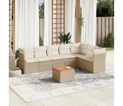 Sofos Komplektas Su Pagalvėlėmis, 8 Dalių, Smėlio, Poliratanas