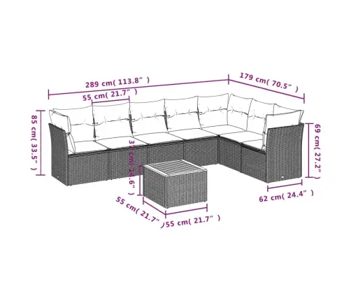 8-Osaline Aiadiivani Komplekt Patjadega, Hall, Polürotang