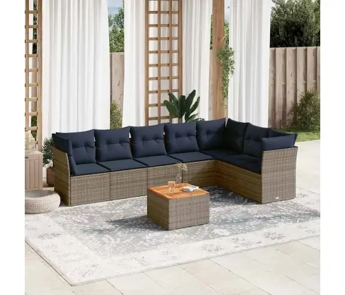 8-Daļīgs Dārza Dīvāna Komplekts Ar Matračiem Pelēka Rotangpalma Vidaxl