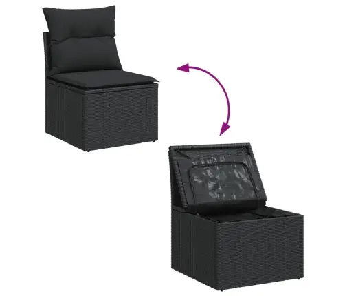 12-Daļīgs Dārza Dīvānu Komplekts, Matrači, Melna Pe Rotangpalma Vidaxl