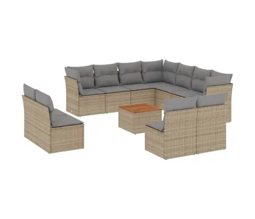 Sofos Komplektas Su Pagalvėlėmis, 12 Dalių, Smėlio, Poliratanas