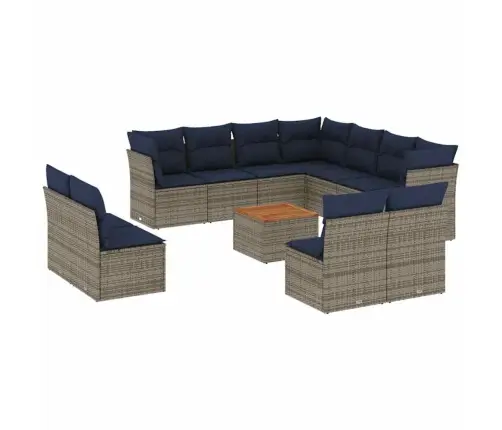 12-Daļīgs Dārza Dīvānu Komplekts Ar Matračiem, Pelēks Pe Vidaxl