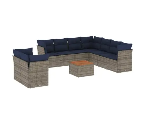 Sodo Komplektas Su Pagalvėlėmis, 10 Dalių, Pilkas, Poliratanas