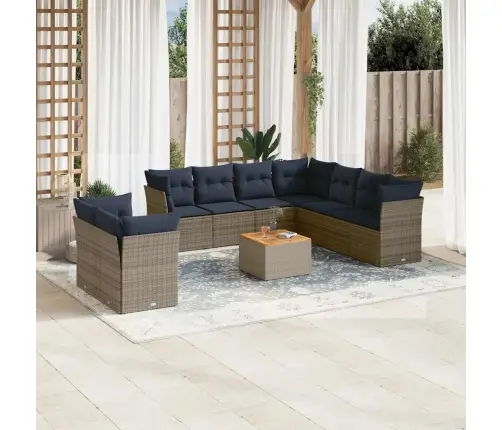 Sodo Komplektas Su Pagalvėlėmis, 10 Dalių, Pilkas, Poliratanas