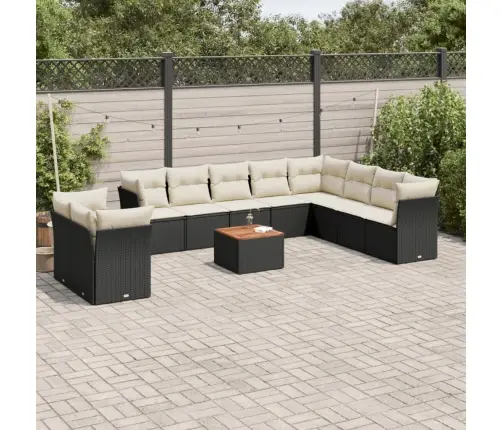 Sodo Komplektas Su Pagalvėlėmis, 11 Dalių, Juodas, Poliratanas