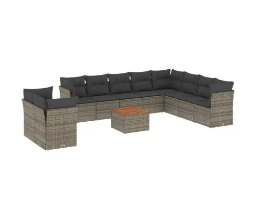 Sodo Komplektas Su Pagalvėlėmis, 11 Dalių, Pilkas, Poliratanas