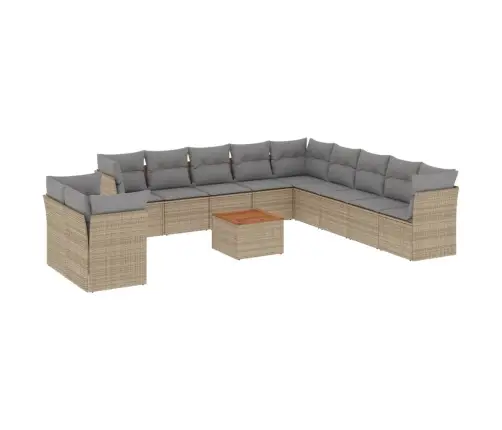 Sofos Komplektas Su Pagalvėlėmis, 12 Dalių, Smėlio, Poliratanas