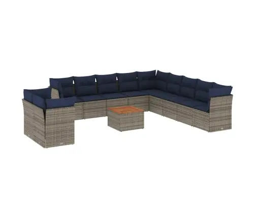 12-Daļīgs Dārza Dīvānu Komplekts Ar Matračiem, Pelēks Pe Vidaxl