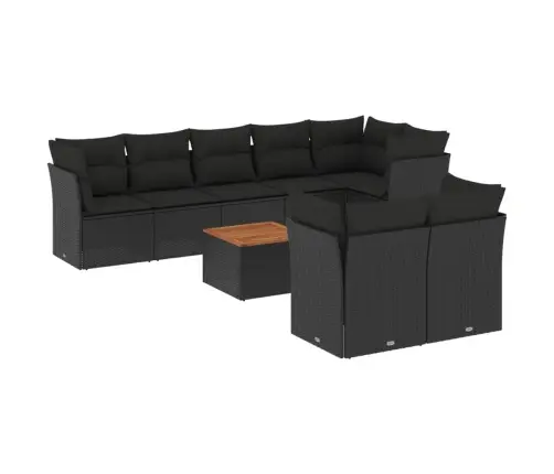 Sodo Komplektas Su Pagalvėlėmis, 9 Dalių, Juodas, Poliratanas