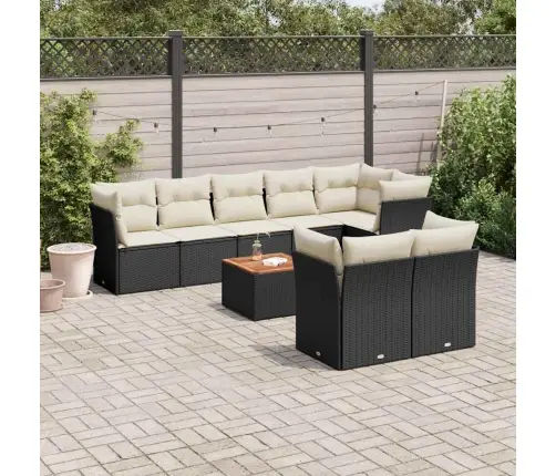 Sodo Komplektas Su Pagalvėlėmis, 9 Dalių, Juodas, Poliratanas