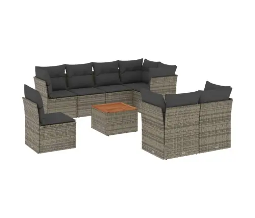 Sofos Komplektas Su Pagalvėlėmis, 9 Dalių, Pilkas, Poliratanas