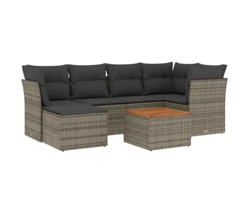 7-Daļīgs Dārza Dīvāna Komplekts, Matrači, Pelēka Pe Rotangpalma Vidaxl