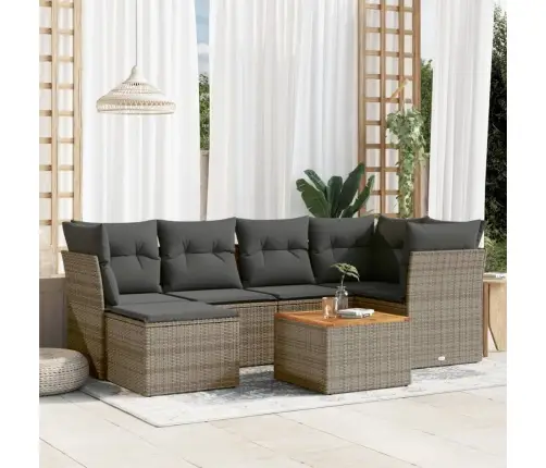 7-Daļīgs Dārza Dīvāna Komplekts, Matrači, Pelēka Pe Rotangpalma Vidaxl