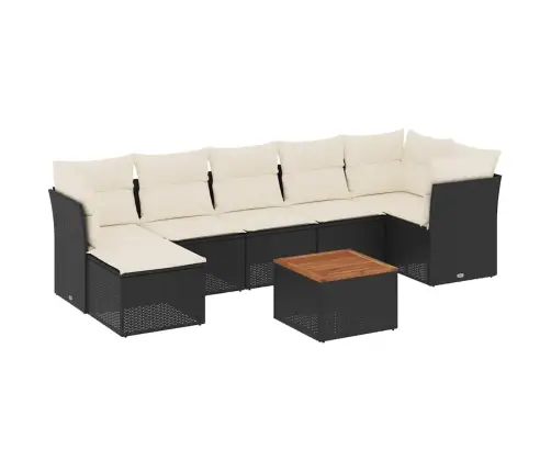 8-Daļīgs Dārza Dīvāna Komplekts, Matrači, Melna Pe Rotangpalma Vidaxl