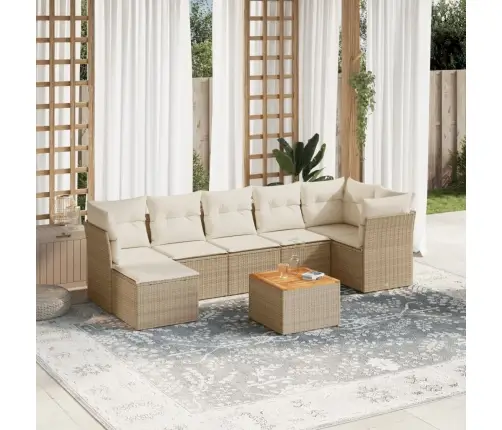 8-Daļīgs Dārza Dīvāna Komplekts, Matrači, Bēša Pe Rotangpalma Vidaxl