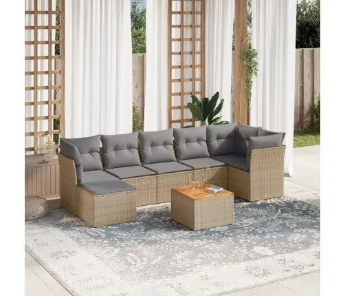 8-Daļīgs Dārza Dīvāna Komplekts, Matrači, Bēša Pe Rotangpalma Vidaxl