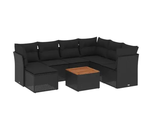 8-Daļīgs Dārza Dīvāna Komplekts, Matrači, Melna Pe Rotangpalma Vidaxl