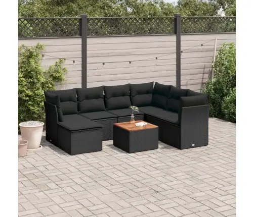 8-Daļīgs Dārza Dīvāna Komplekts, Matrači, Melna Pe Rotangpalma Vidaxl