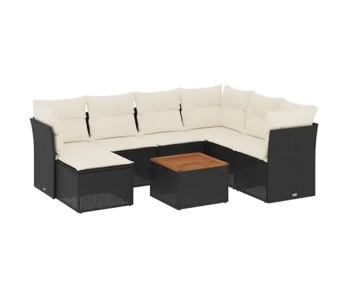 8-Daļīgs Dārza Dīvāna Komplekts, Matrači, Melna Pe Rotangpalma Vidaxl