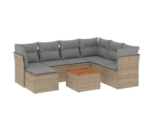 Sofos Komplektas Su Pagalvėlėmis, 8 Dalių, Smėlio, Poliratanas