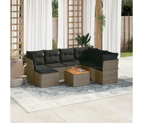 Sodo Komplektas Su Pagalvėlėmis, 8 Dalių, Pilkas, Poliratanas