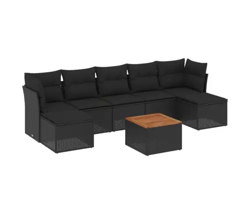 8-Daļīgs Dārza Dīvāna Komplekts, Matrači, Melna Pe Rotangpalma Vidaxl