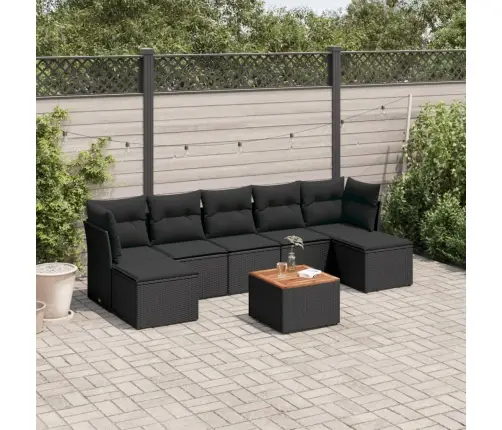 8-Daļīgs Dārza Dīvāna Komplekts, Matrači, Melna Pe Rotangpalma Vidaxl