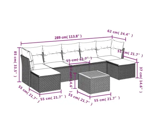 8-Osaline Aiadiivani Komplekt Patjadega, Must, Polürotang