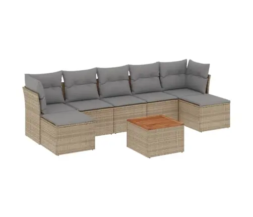 8-Daļīgs Dārza Dīvāna Komplekts, Matrači, Bēša Pe Rotangpalma Vidaxl