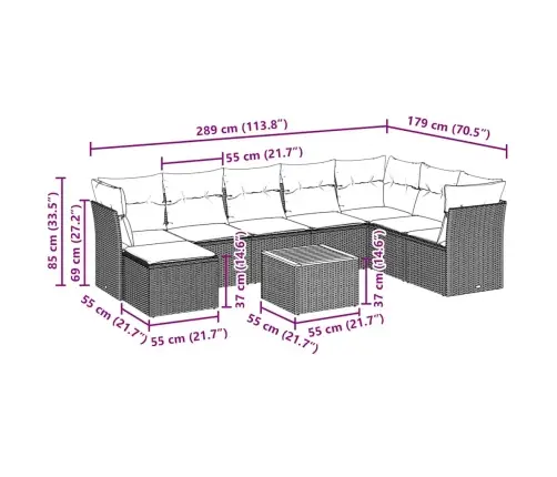 Sodo Komplektas Su Pagalvėlėmis, 9 Dalių, Juodas, Poliratanas