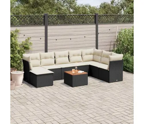 Sodo Komplektas Su Pagalvėlėmis, 9 Dalių, Juodas, Poliratanas