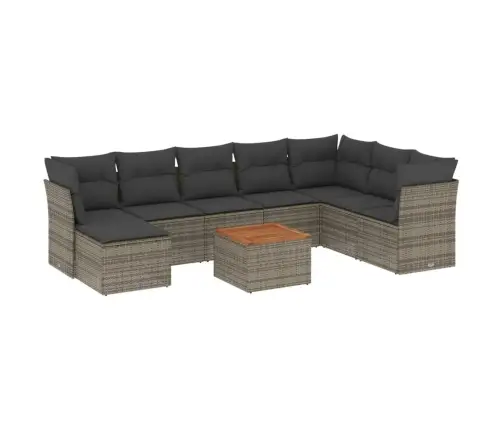 Sofos Komplektas Su Pagalvėlėmis, 9 Dalių, Pilkas, Poliratanas