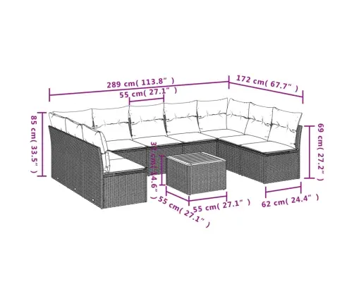 Sofos Komplektas Su Pagalvėlėmis, 10 Dalių, Smėlio, Poliratanas