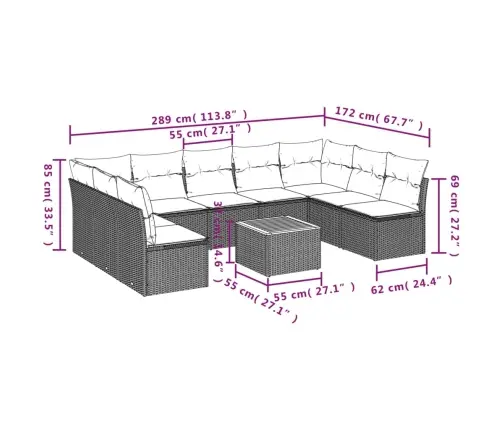 10-Osaline Aiadiivani Komplekt Patjadega, Beež, Polürotang