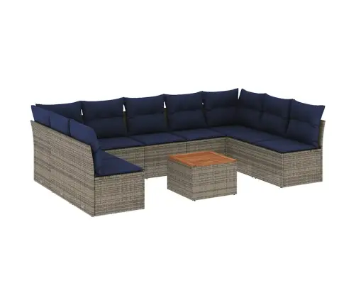 Sofos Komplektas Su Pagalvėlėmis, 10 Dalių, Pilkas, Poliratanas