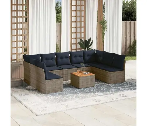 Sofos Komplektas Su Pagalvėlėmis, 10 Dalių, Pilkas, Poliratanas