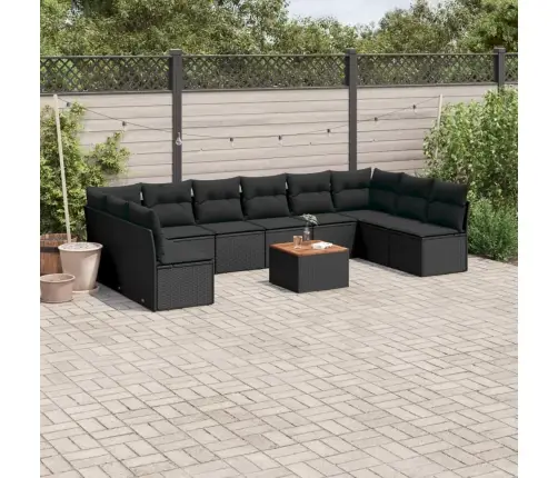 11-Daļīgs Dārza Dīvāna Komplekts, Matrači, Melna Pe Rotangpalma Vidaxl