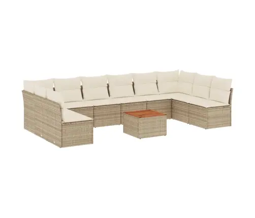 11-Daļīgs Dārza Dīvāna Komplekts, Matrači, Bēša Pe Rotangpalma Vidaxl