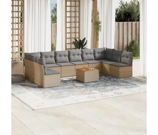 Sofos Komplektas Su Pagalvėlėmis, 11 Dalių, Smėlio, Poliratanas