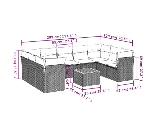 Sodo Komplektas Su Pagalvėlėmis, 10 Dalių, Juodas, Poliratanas