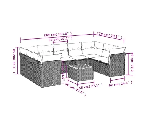 Sofos Komplektas Su Pagalvėlėmis, 10 Dalių, Pilkas, Poliratanas