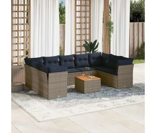 Sofos Komplektas Su Pagalvėlėmis, 10 Dalių, Pilkas, Poliratanas