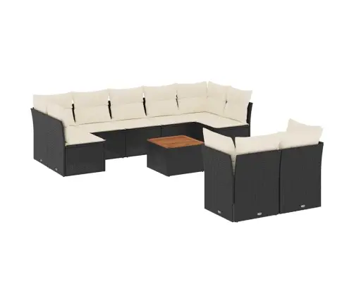 Sodo Komplektas Su Pagalvėlėmis, 10 Dalių, Juodas, Poliratanas