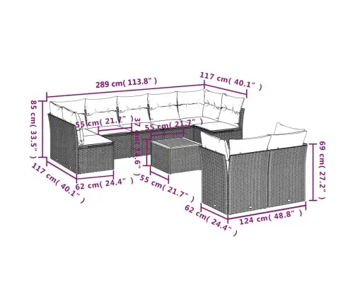 Sodo Komplektas Su Pagalvėlėmis, 10 Dalių, Juodas, Poliratanas