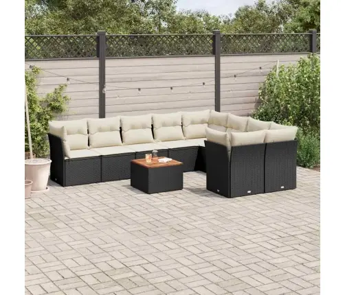 Sodo Komplektas Su Pagalvėlėmis, 10 Dalių, Juodas, Poliratanas