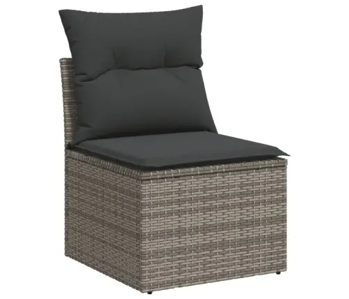 10-Daļīgs Dārza Dīvāna Komplekts Ar Matračiem, Pelēks Pe Pinums Vidaxl