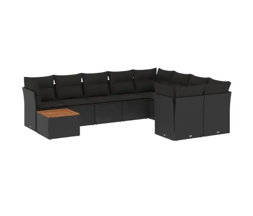 10-Daļīgs Dārza Dīvāna Komplekts, Matrači, Melna Pe Rotangpalma Vidaxl